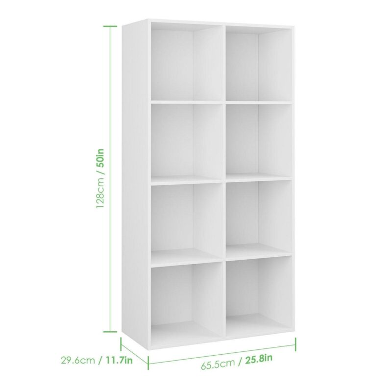 Homfa White Bookcase, 8 Cubes Storage Cabinet Unit Freestanding Display Stand Shelves - Image 3