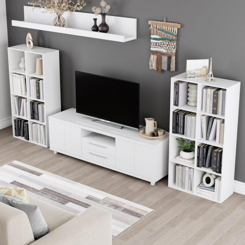 Homfa White Bookcase, 8 Cubes Storage Cabinet Unit Freestanding Display Stand Shelves - Image 7
