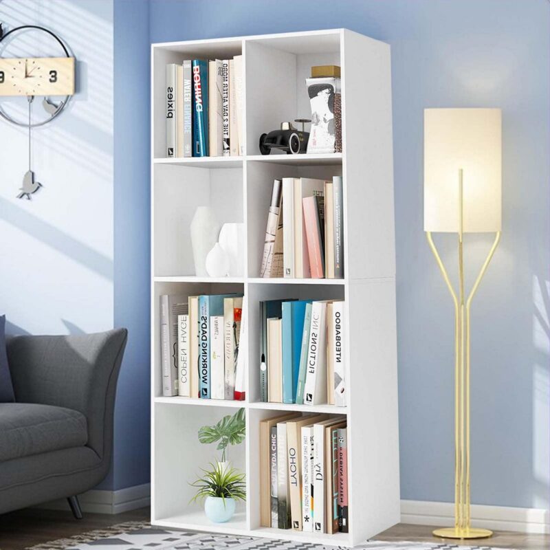 Homfa White Bookcase, 8 Cubes Storage Cabinet Unit Freestanding Display Stand Shelves - Image 9