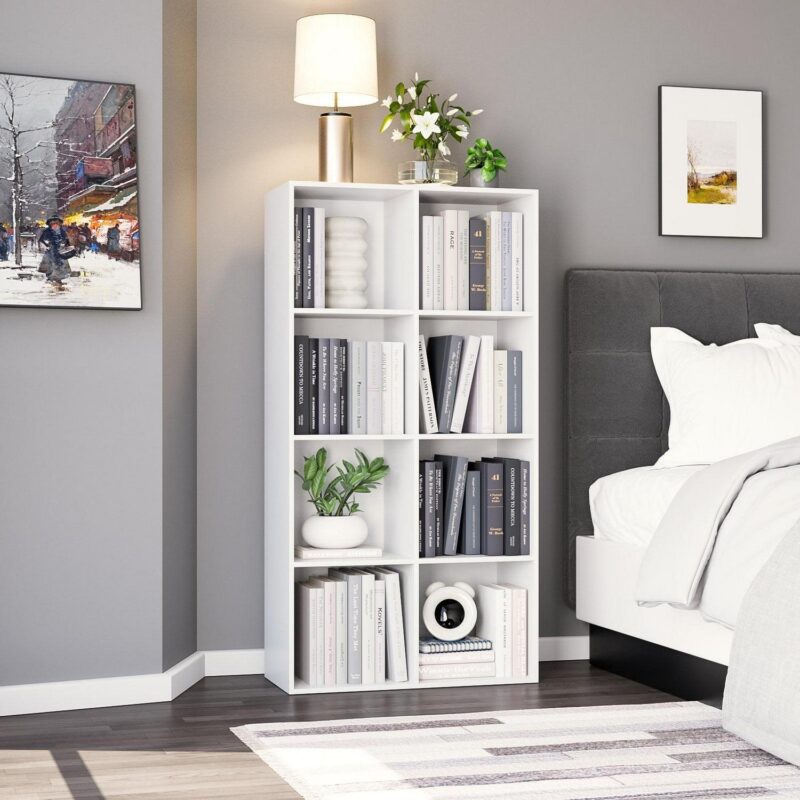 Homfa White Bookcase, 8 Cubes Storage Cabinet Unit Freestanding Display Stand Shelves - Image 6