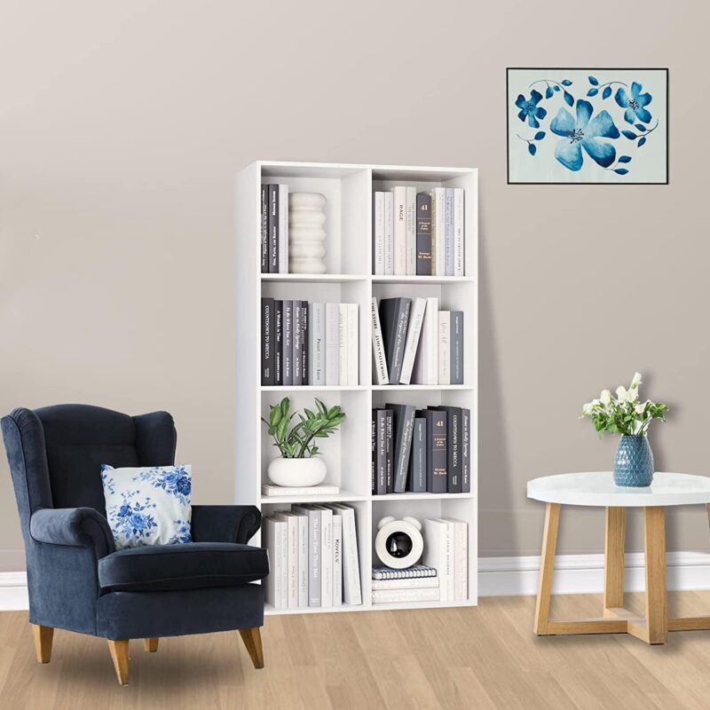 Homfa White Bookcase, 8 Cubes Storage Cabinet Unit Freestanding Display Stand Shelves - Image 2