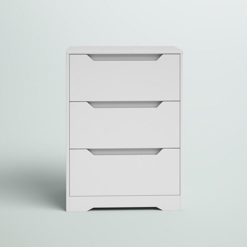 Homfa White Dresser with 3 Drawers, 23.6'' W Tall Nightstand Chest of Drawer with Cutout Handles for Living Room - Image 2