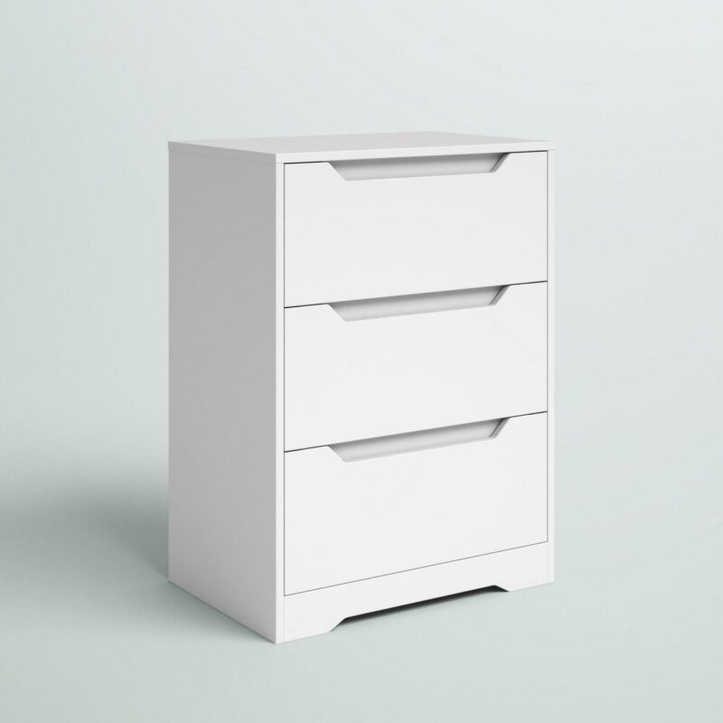 Homfa White Dresser with 3 Drawers, 23.6'' W Tall Nightstand Chest of Drawer with Cutout Handles for Living Room - Image 6