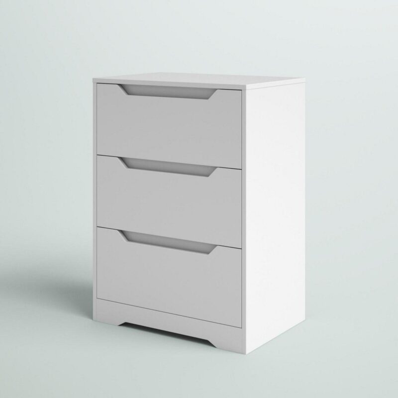 Homfa White Dresser with 3 Drawers, 23.6'' W Tall Nightstand Chest of Drawer with Cutout Handles for Living Room - Image 4