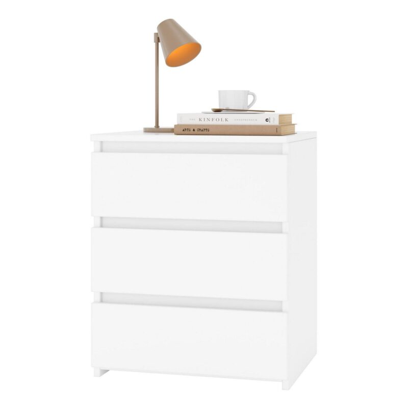 Homfa White Nightstand with 3 Drawers, Sofa Table for Living Room, Modern Wooden Storage Cabinet for Bedroom - Image 6