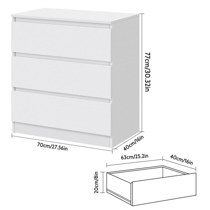 Hommpa 3 Drawers Dresser for Bedroom, 30  Tall Nightstand White Chests of Drawers, Wood Storage Cabinet for Living Bedroom Furniture - Image 6
