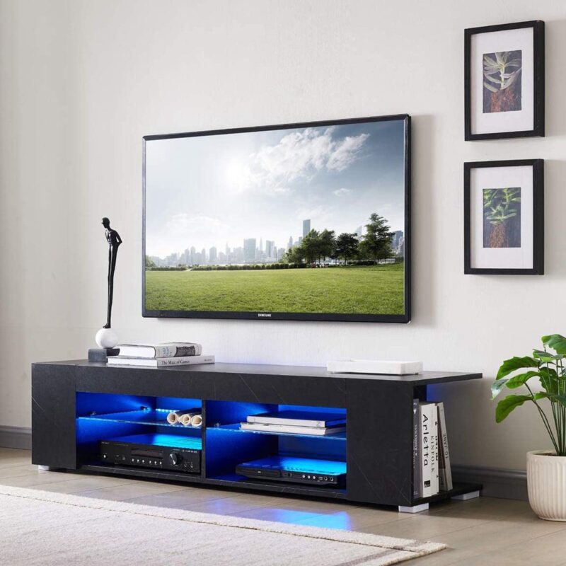 Hommpa LED TV Stand TV Cabinet for TVs up to 65  with Side Bookshelf and 4 Open Shelves Modern Television Media Console Entertainment Center - Image 11