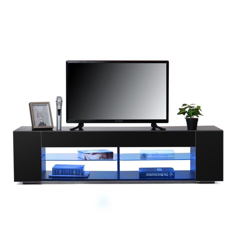 Hommpa LED TV Stand TV Cabinet for TVs up to 65  with Side Bookshelf and 4 Open Shelves Modern Television Media Console Entertainment Center - Image 6