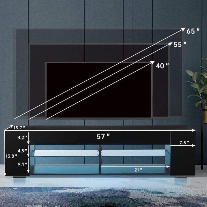 Hommpa LED TV Stand TV Cabinet for TVs up to 65  with Side Bookshelf and 4 Open Shelves Modern Television Media Console Entertainment Center - Image 4