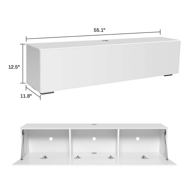 Hommpa Wall Mounted Floating TV Stand with LED Lights Modern Entertainment Center for TVs for up to 63  Media Console TV Unit for Living Room Bedroom - Image 7