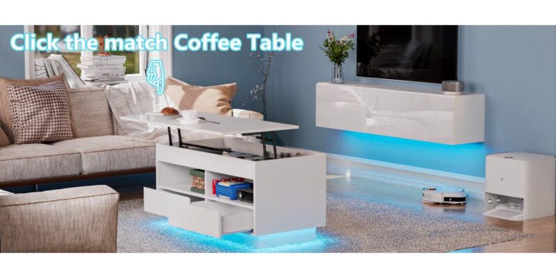Hommpa Wall Mounted Floating TV Stand with LED Lights Modern Entertainment Center for TVs for up to 63  Media Console TV Unit for Living Room Bedroom - Image 12