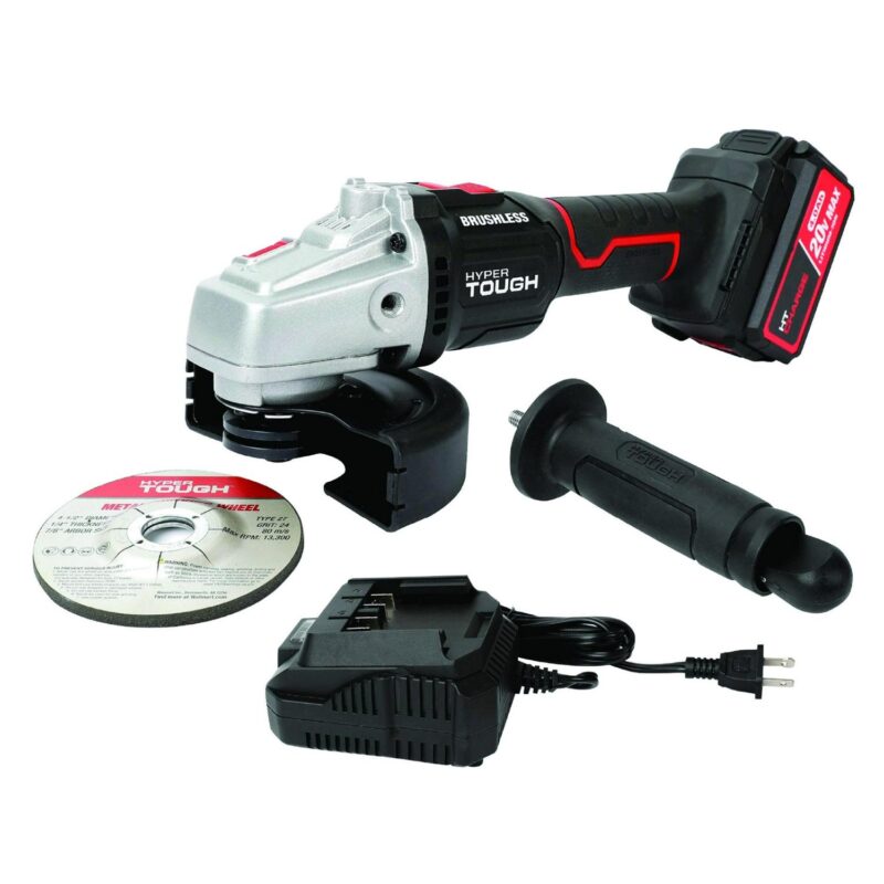 Hyper Tough 20V Max Brushless 4.5-inch Cordless Angle Grinder with 4.0Ah Lithium-Ion Battery and Charger, New
