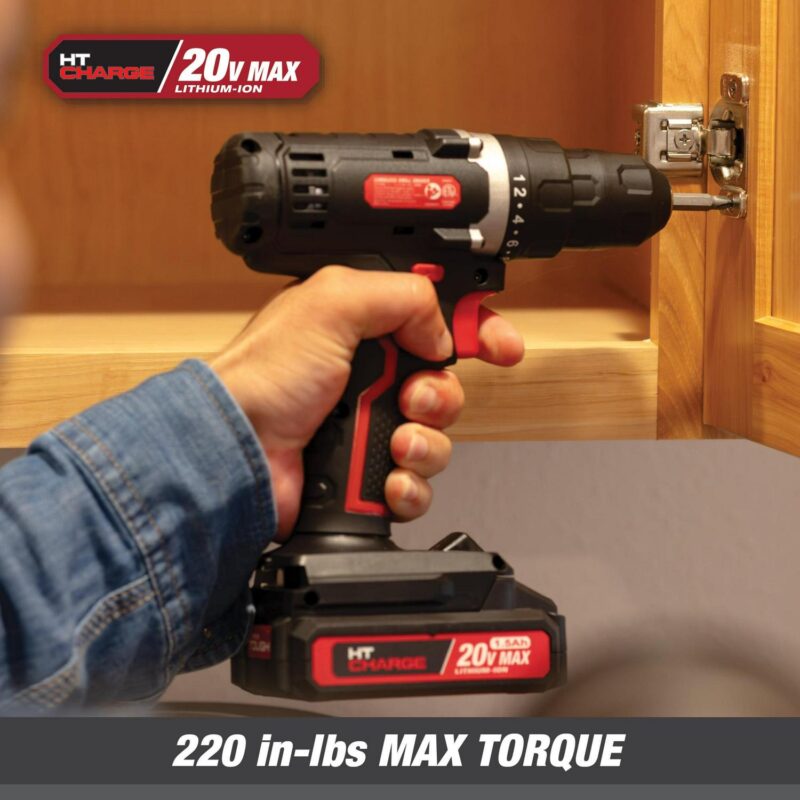 Hyper Tough 20V Max 1.5AH 70-Piece Project Kit with Cordless Drill, Battery and Charger - Image 7