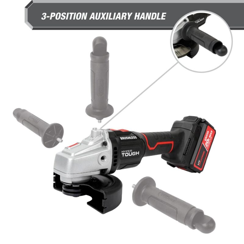 Hyper Tough 20V Max Brushless 4.5-inch Cordless Angle Grinder with 4.0Ah Lithium-Ion Battery and Charger, New - Image 9