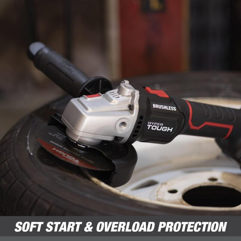 Hyper Tough 20V Max Brushless 4.5-inch Cordless Angle Grinder with 4.0Ah Lithium-Ion Battery and Charger, New - Image 6