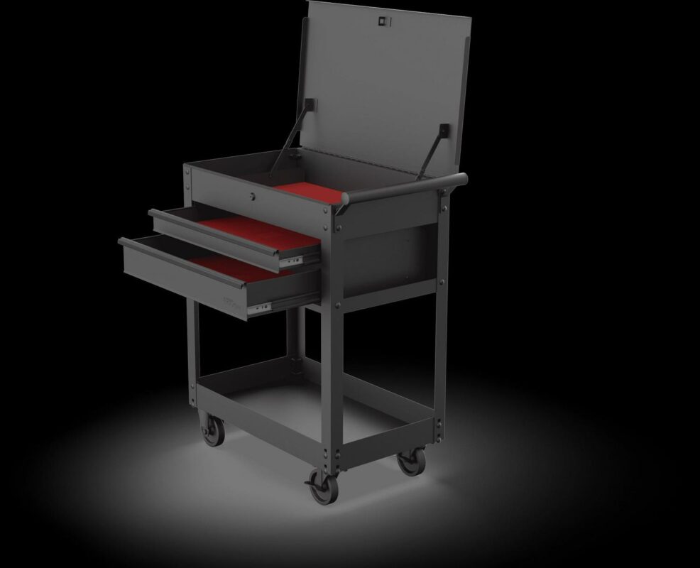Hyper Tough 28-inch Steel Mechanics Tool Cart, 500 lb Capacity, Powder-Coated Finish, Black - Image 2