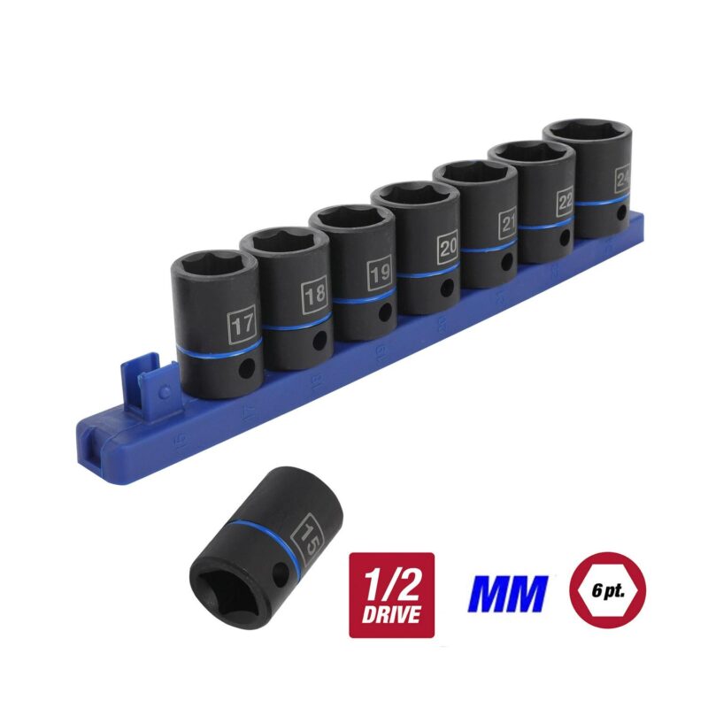 Hyper Tough 9-Piece 1/2 inch Deep and Standard Drive Impact Socket Set Bundle - Image 4