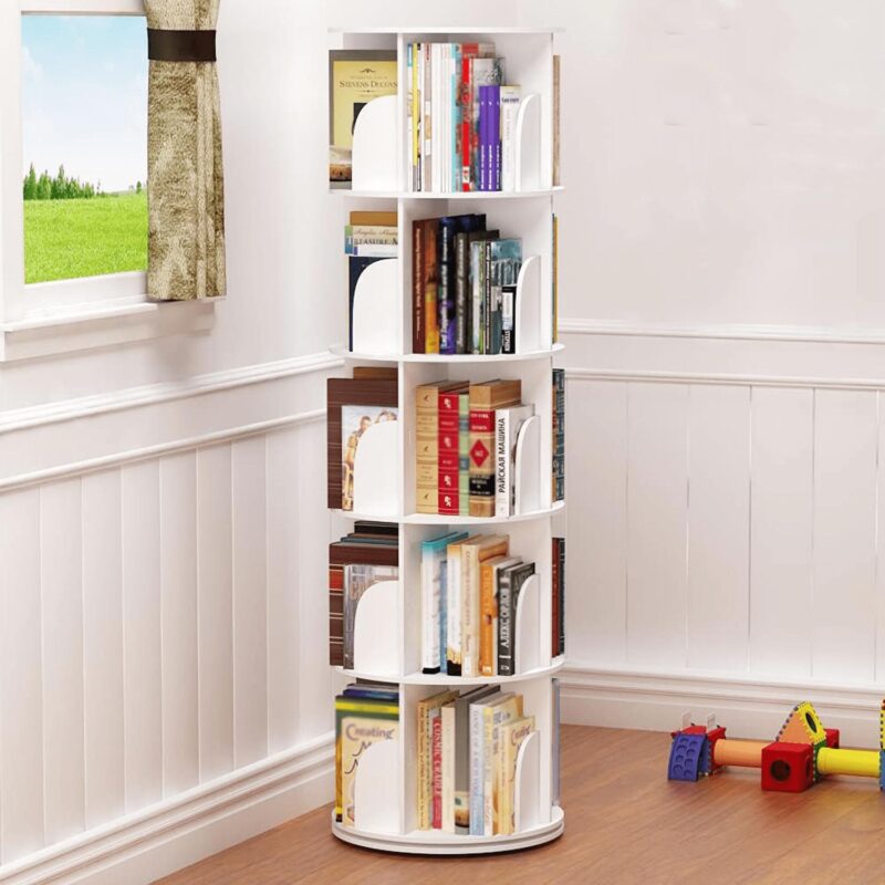 IAJXWI Wooden Rotating Bookcase, 360A Revolving Display Rack with 20 Shelves, Corner Bookshelf Tower for Home, Study, Office - Image 11