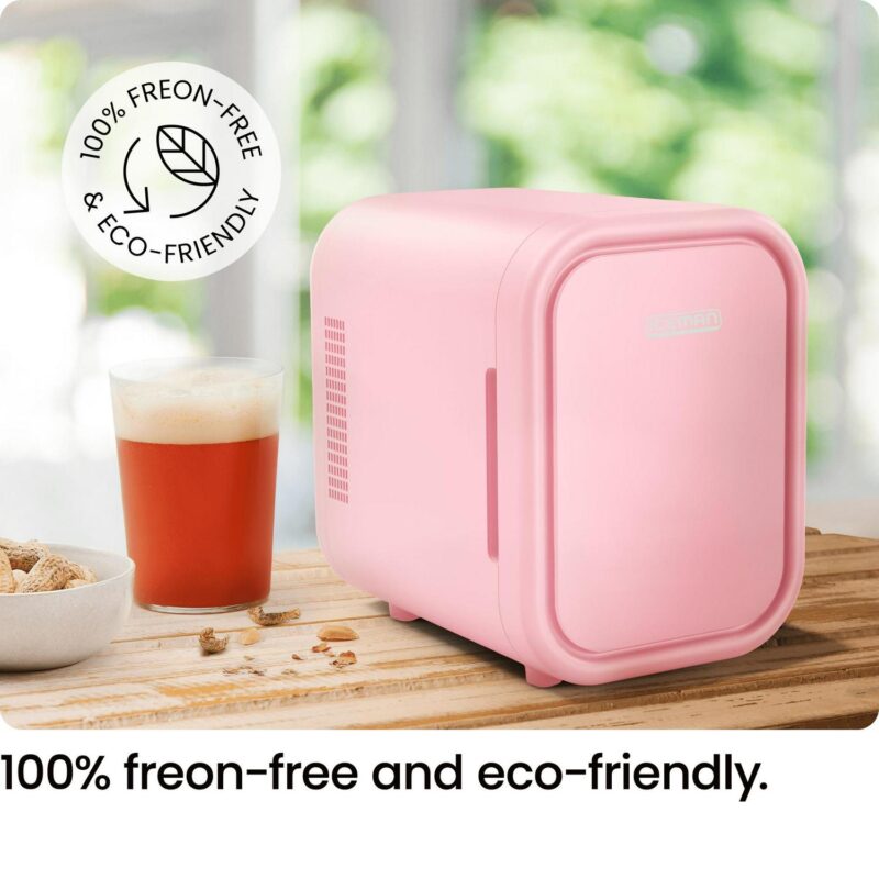 ICEMAN Portable Mini Fridge w/ 6 12oz Can Capacity, Cools and Heats, Car Plug Included - Pink, New - Image 6