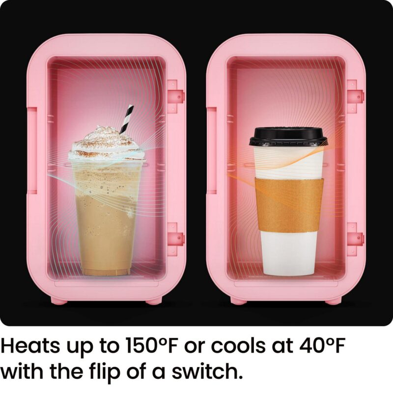 ICEMAN Portable Mini Fridge w/ 8 12oz Can Capacity, Cools and Heats, Car Plug Included - Pink, New - Image 5