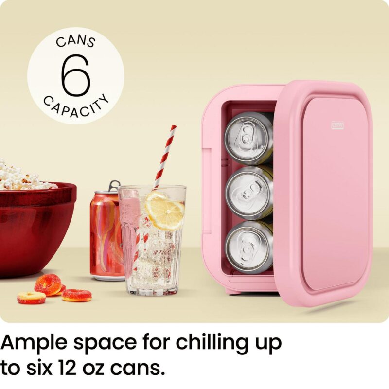 ICEMAN Portable Mini Fridge w/ 6 12oz Can Capacity, Cools and Heats, Car Plug Included - Pink, New - Image 2