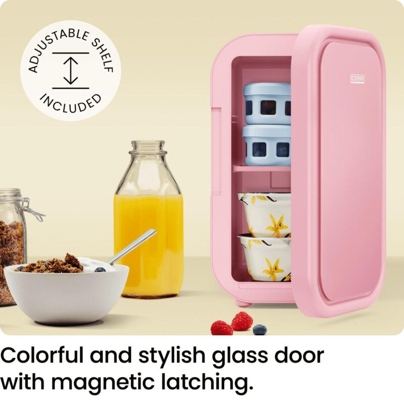 ICEMAN Portable Mini Fridge w/ 8 12oz Can Capacity, Cools and Heats, Car Plug Included - Pink, New - Image 4