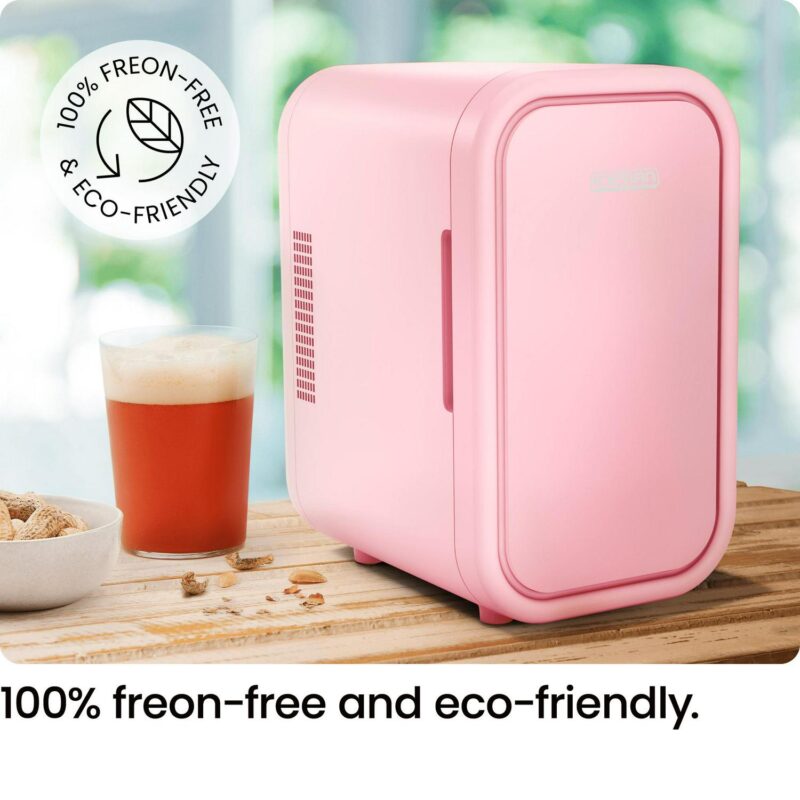 ICEMAN Portable Mini Fridge w/ 8 12oz Can Capacity, Cools and Heats, Car Plug Included - Pink, New - Image 6