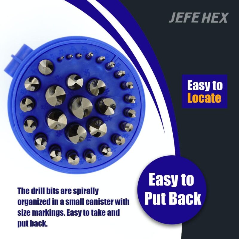 JEFE HEX 29 PCS M35 Cobalt Drill Bit Set, HSS Twist Jobber Drill Bits - Image 2