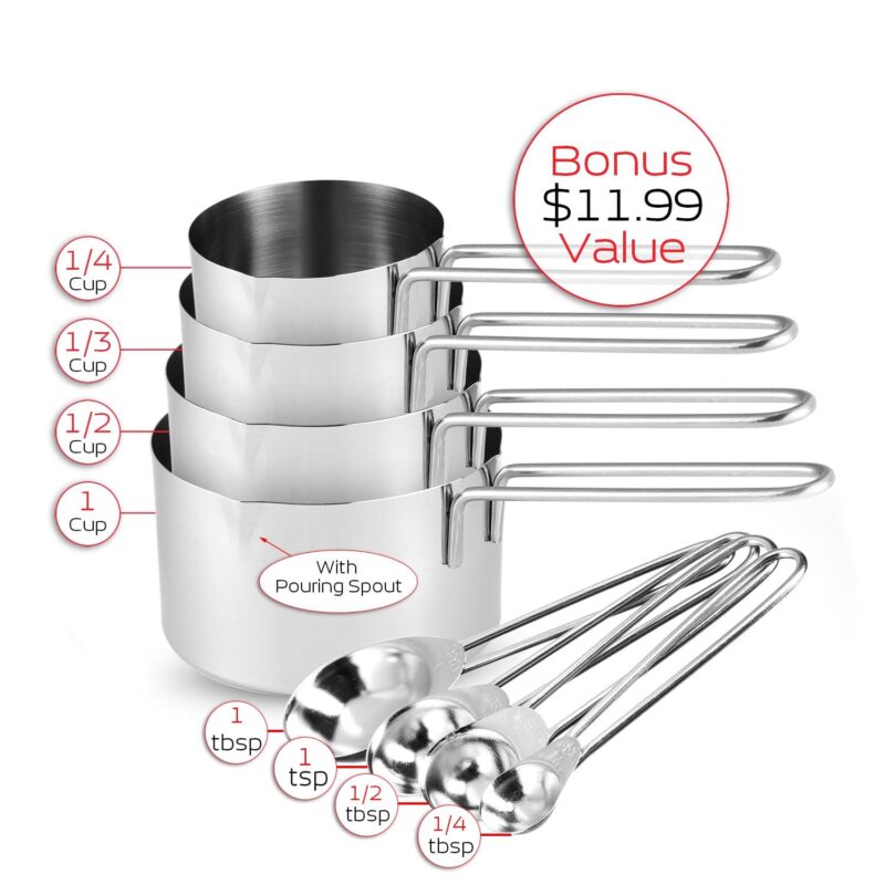 Joytable Premium Stainless Steel 6pc Mixing Bowls with Measuring Cup Set, Nesting Mixing Bowls - Image 3