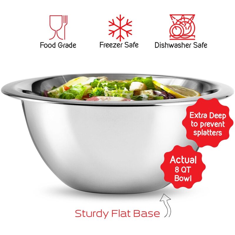 Joytable Premium Stainless Steel 6pc Mixing Bowls with Measuring Cup Set, Nesting Mixing Bowls - Image 6