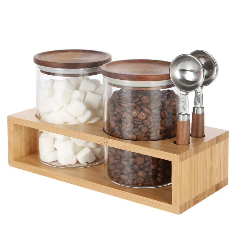 KKC Glass Food Storage Container,Tea Canisters ,Glass Storage Jar Containers,(25 Fluid-oz x 2)