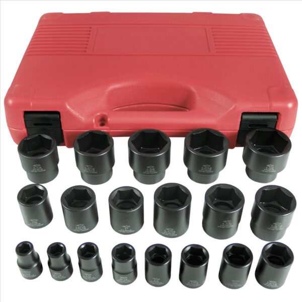 K-Tool 33101 19pc 1/2  Drive 6-Point Fractional SAE Short Impact Socket Set