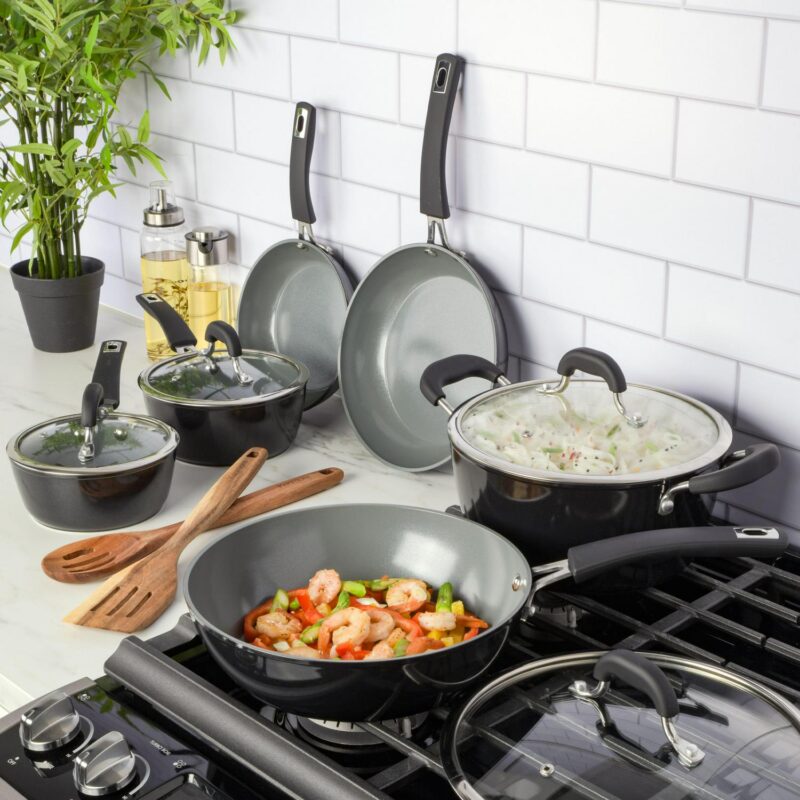 Kenmore Arlington 12-Piece Ceramic Cookware Set - Black Diamond - Image 3