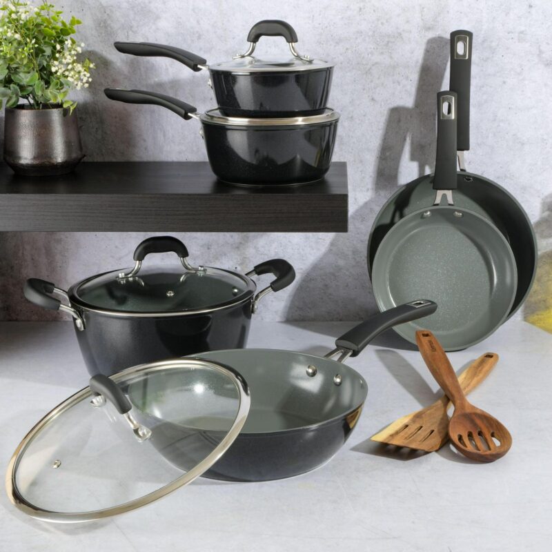 Kenmore Arlington 12-Piece Ceramic Cookware Set - Black Diamond - Image 9