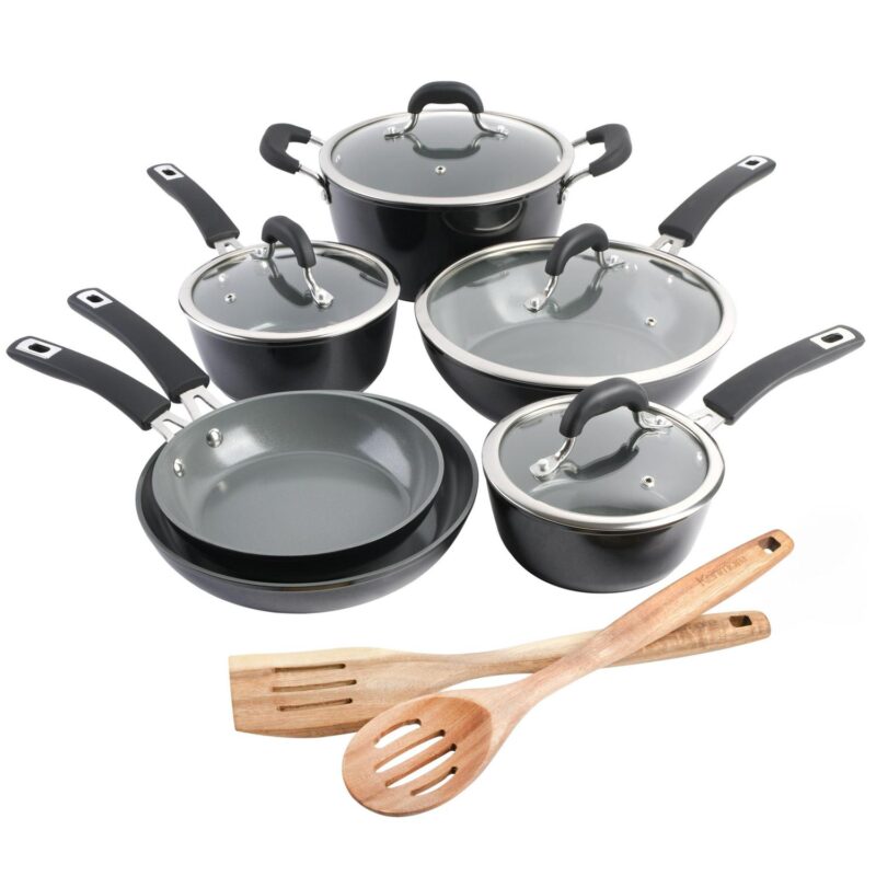 Kenmore Arlington 12-Piece Ceramic Cookware Set - Black Diamond - Image 4
