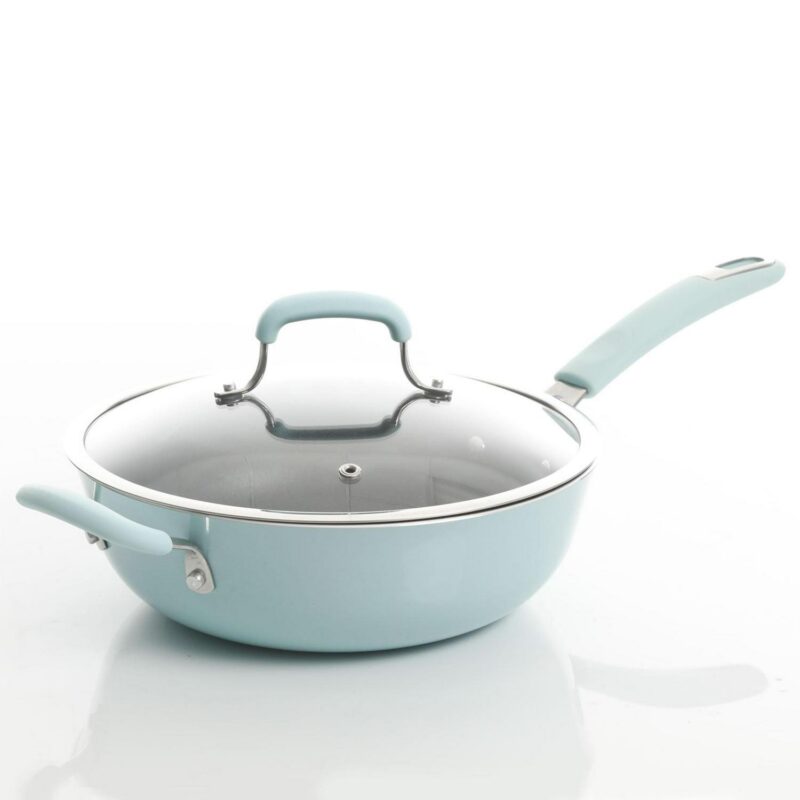 Kenmore Elite Andover 10 Piece Nonstick Aluminum Cookware Set in Glacier Blue - Image 12