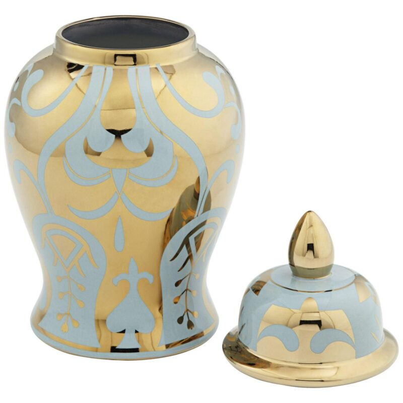 Kensington Hill Kensigton Hill Whittier Gold and Sage 14 5/8  High Ginger Jar with Lid - Image 4