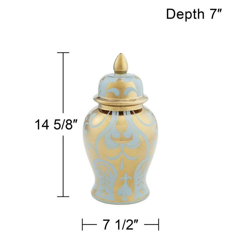 Kensington Hill Kensigton Hill Whittier Gold and Sage 14 5/8  High Ginger Jar with Lid - Image 5