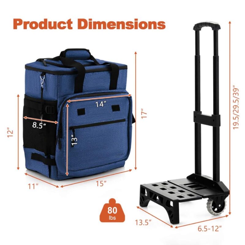 Kepooman Car Refrigerator, Portable Refrigerator, 50-Can Large Leakproof Rolling Cooler with Detachable Bottom Plate-Dark Blue - Image 3