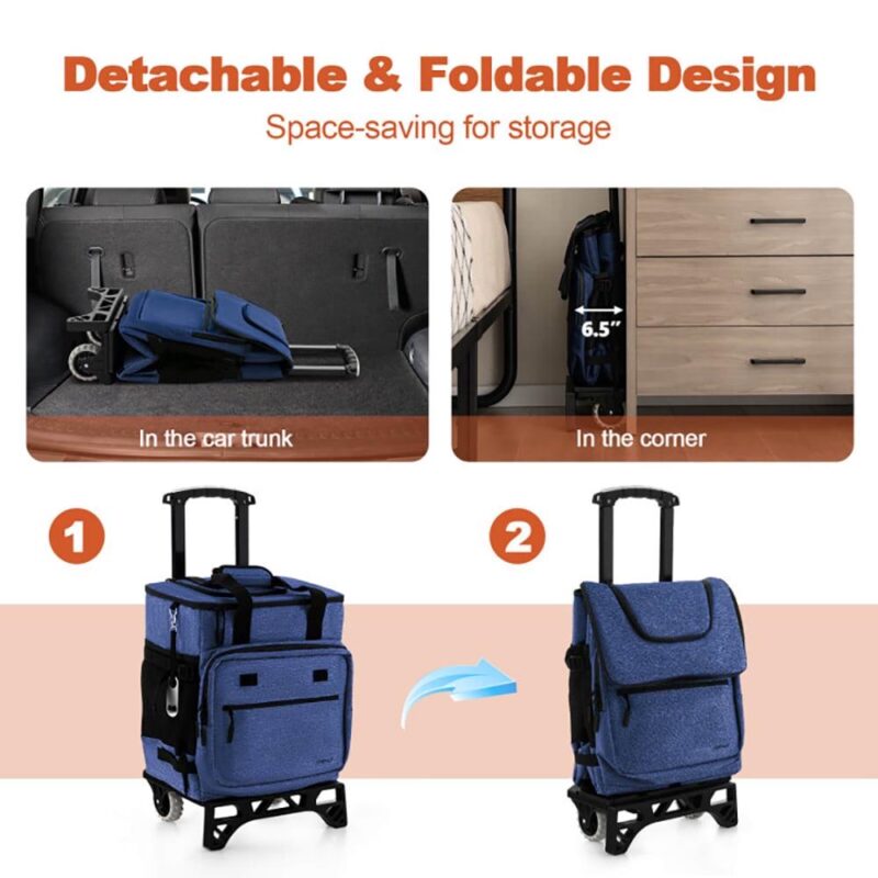 Kepooman Car Refrigerator, Portable Refrigerator, 50-Can Large Leakproof Rolling Cooler with Detachable Bottom Plate-Dark Blue - Image 7