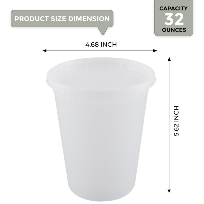 Klex Deli Soup Containers with Airtight Lids, BPA Free, 32 oz, Translucent, 240 Sets - Image 5