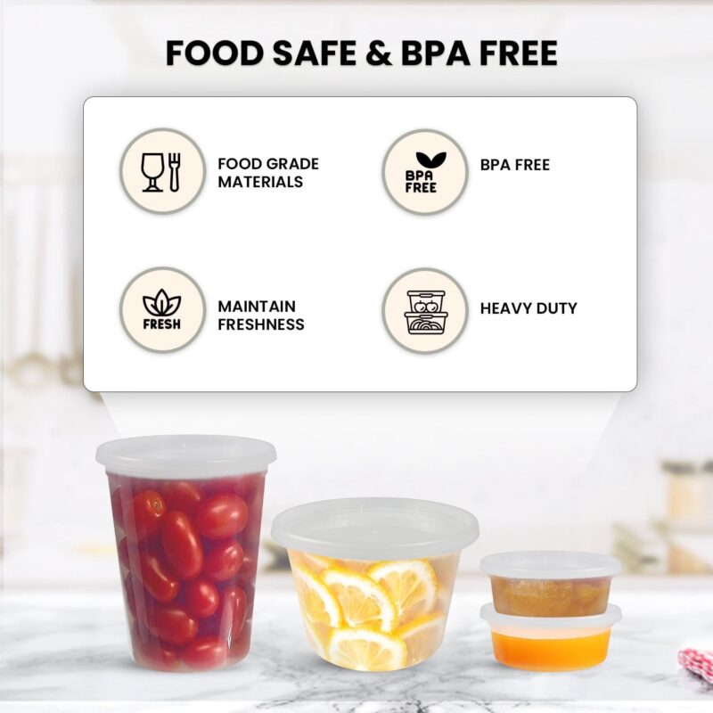 Klex Deli Soup Containers with Airtight Lids, BPA Free, 32 oz, Translucent, 240 Sets - Image 2