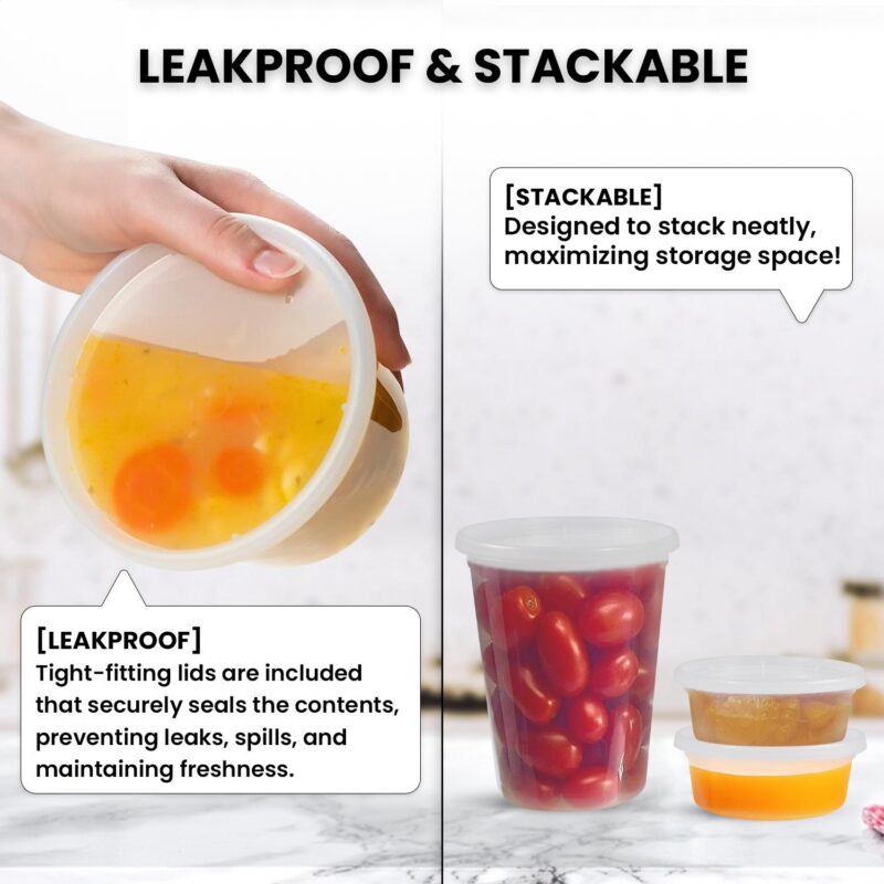 Klex Deli Soup Containers with Airtight Lids, BPA Free, 32 oz, Translucent, 240 Sets - Image 3