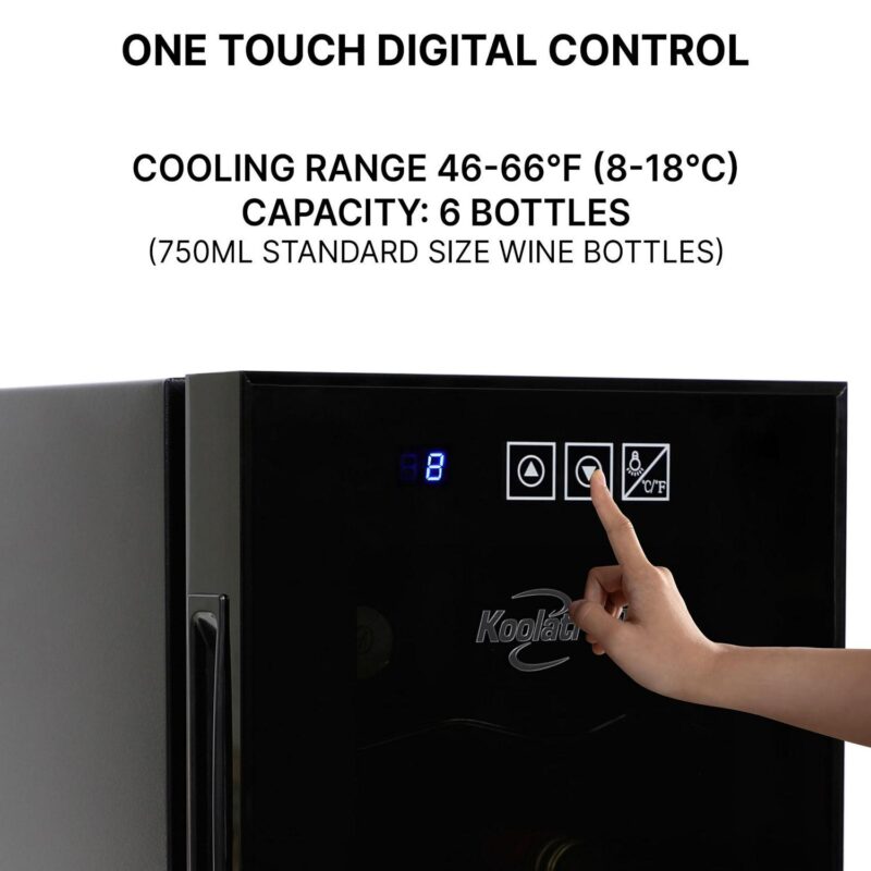 Koolatron 6-Bottle Wine Cooler 0.65 cu. ft. Standard Door Mini Fridge with Wine Rack and Temp. Control - Image 9