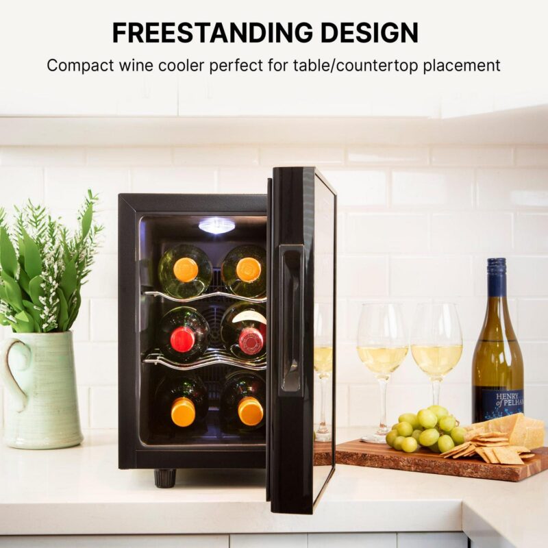 Koolatron 6-Bottle Wine Cooler 0.65 cu. ft. Standard Door Mini Fridge with Wine Rack and Temp. Control - Image 7