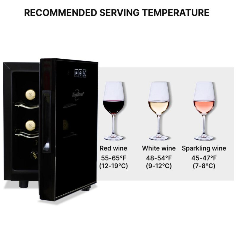 Koolatron 6-Bottle Wine Cooler 0.65 cu. ft. Standard Door Mini Fridge with Wine Rack and Temp. Control - Image 2