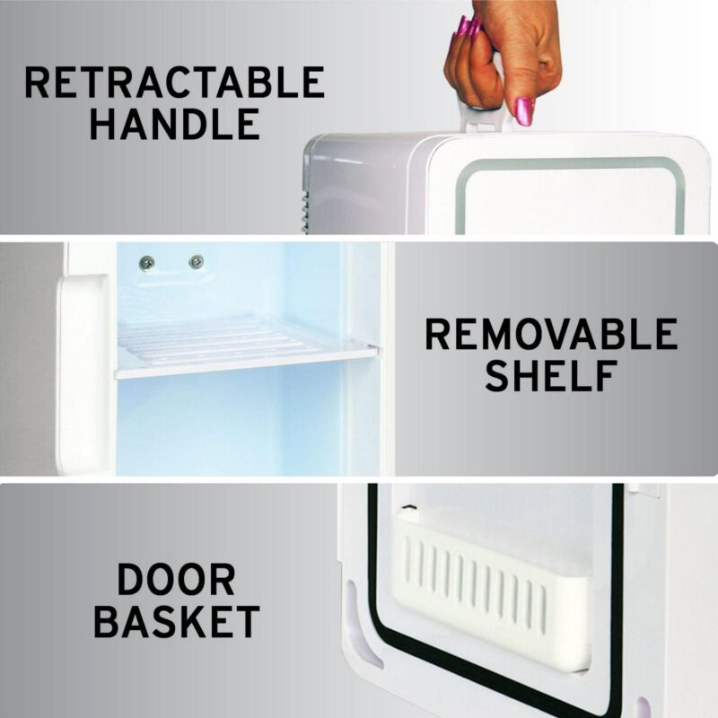 Koolatron 6 Liter Portable Cosmetic Refrigerator LED Lighted Makeup Mirror Cooler - Image 6