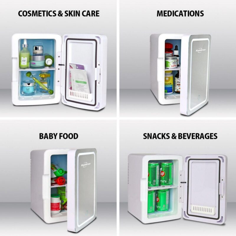 Koolatron 6 Liter Portable Cosmetic Refrigerator LED Lighted Makeup Mirror Cooler - Image 4