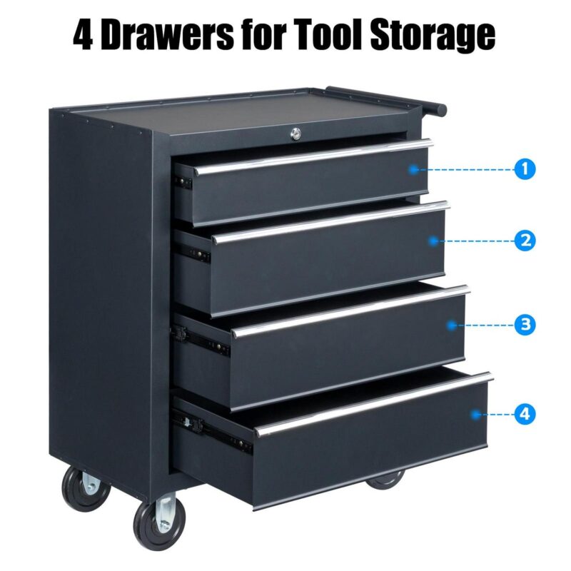 Ktaxon 4-Drawer Tool Chest Rolling Tool Cabinet with Wheels for Home Improvement, Auto Mechanics - Image 6