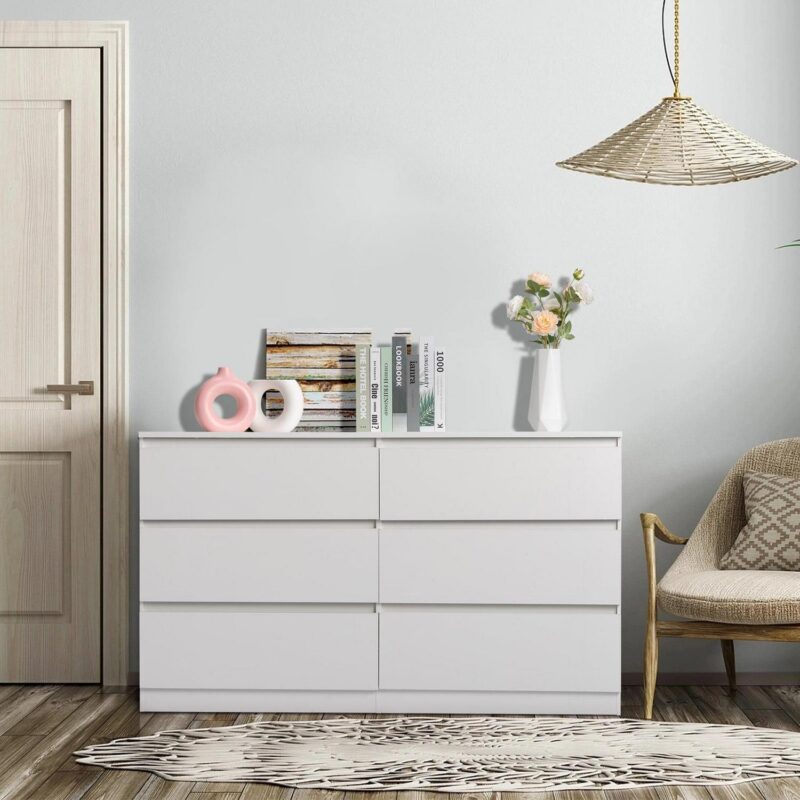 Ktaxon 6 Drawer Double Dresser, Kids Dresser, Nursery Dresser Drawer Organizer, Chest Of Drawers, White - Image 5